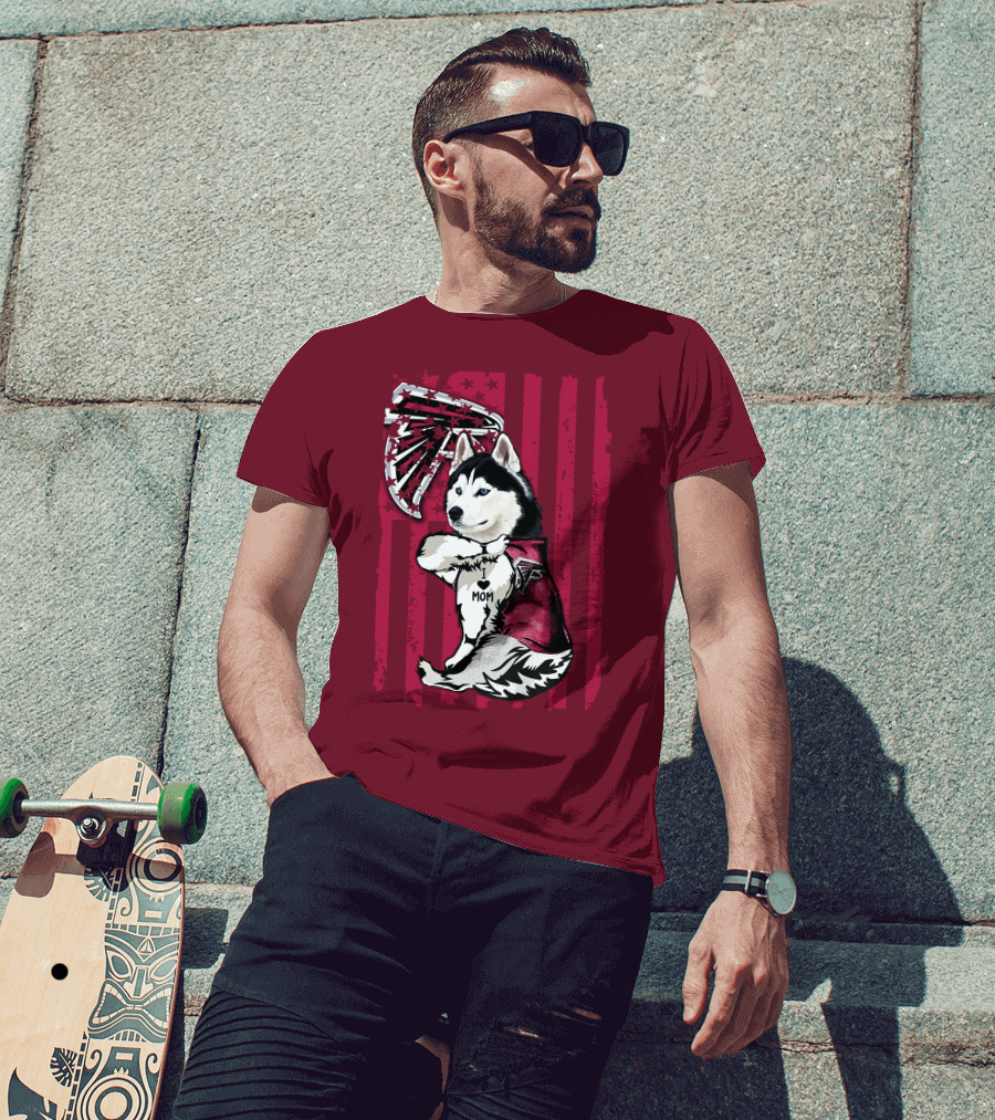 Siberian Husky I Love Mom Atlanta Falcons T-Shirt