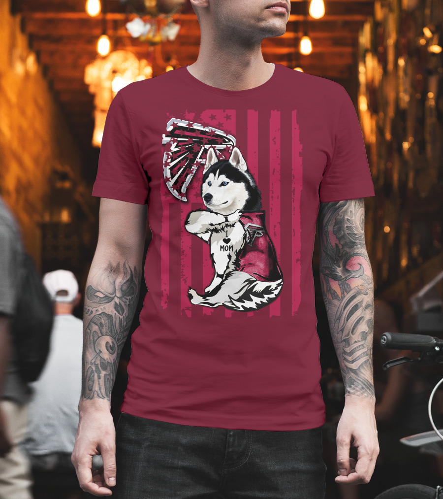 Siberian Husky I Love Mom Atlanta Falcons T-Shirt