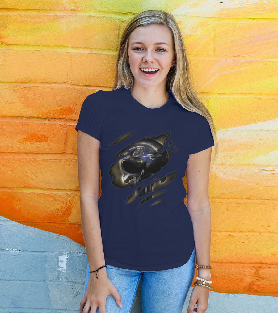 Baltimore Ravens Skull T-Shirt