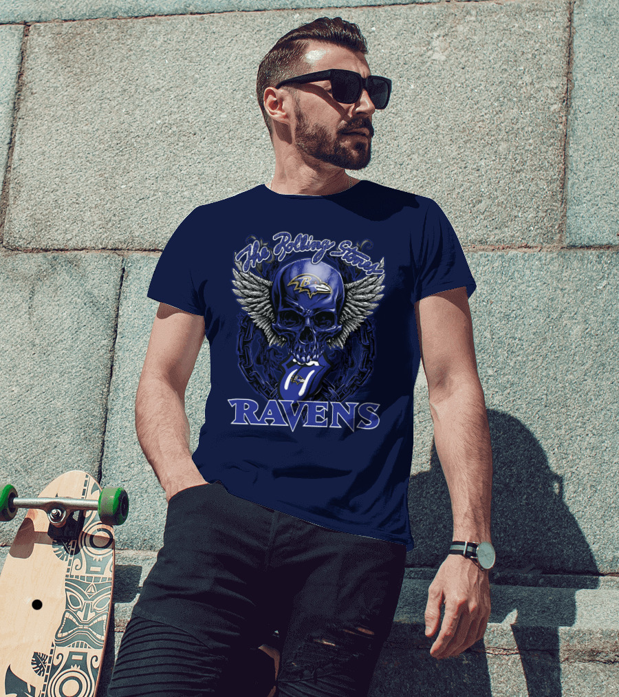 The Rolling Stones Ravens Baltimore Skull Wings T-Shirt