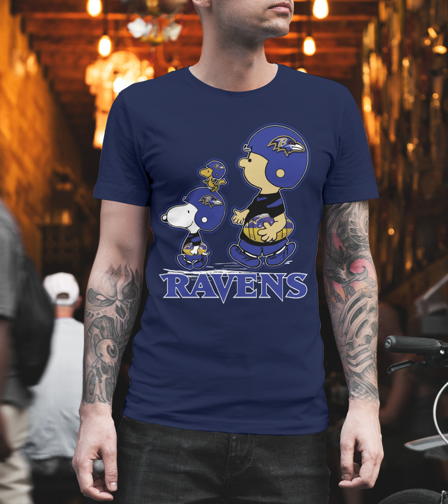 Snpfootball Baltimore Ravens Peanuts Characters Helmets Ravens T-Shirt