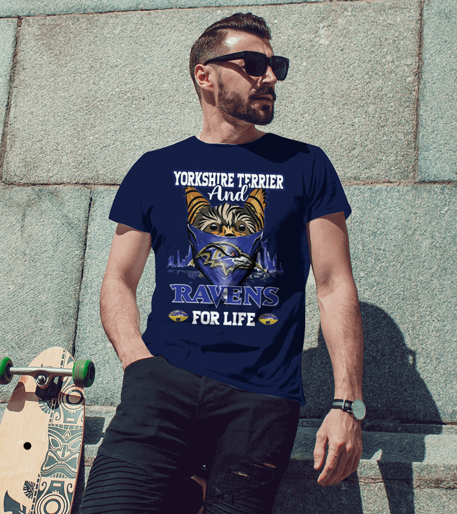 Yorkshire Terrier And Ravens For Life T-Shirt
