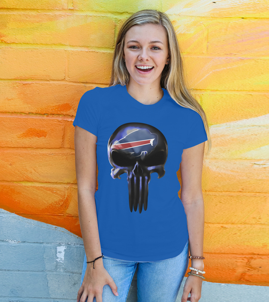 Buffalo Bills Punisher Skull Logo 49ers Crossover T-Shirt