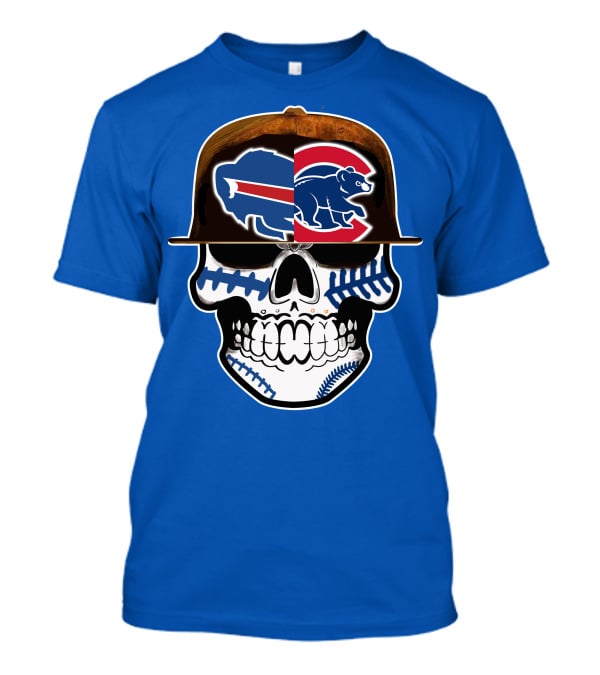 Buffalo Bills Chicago Cubs Skull T-Shirt