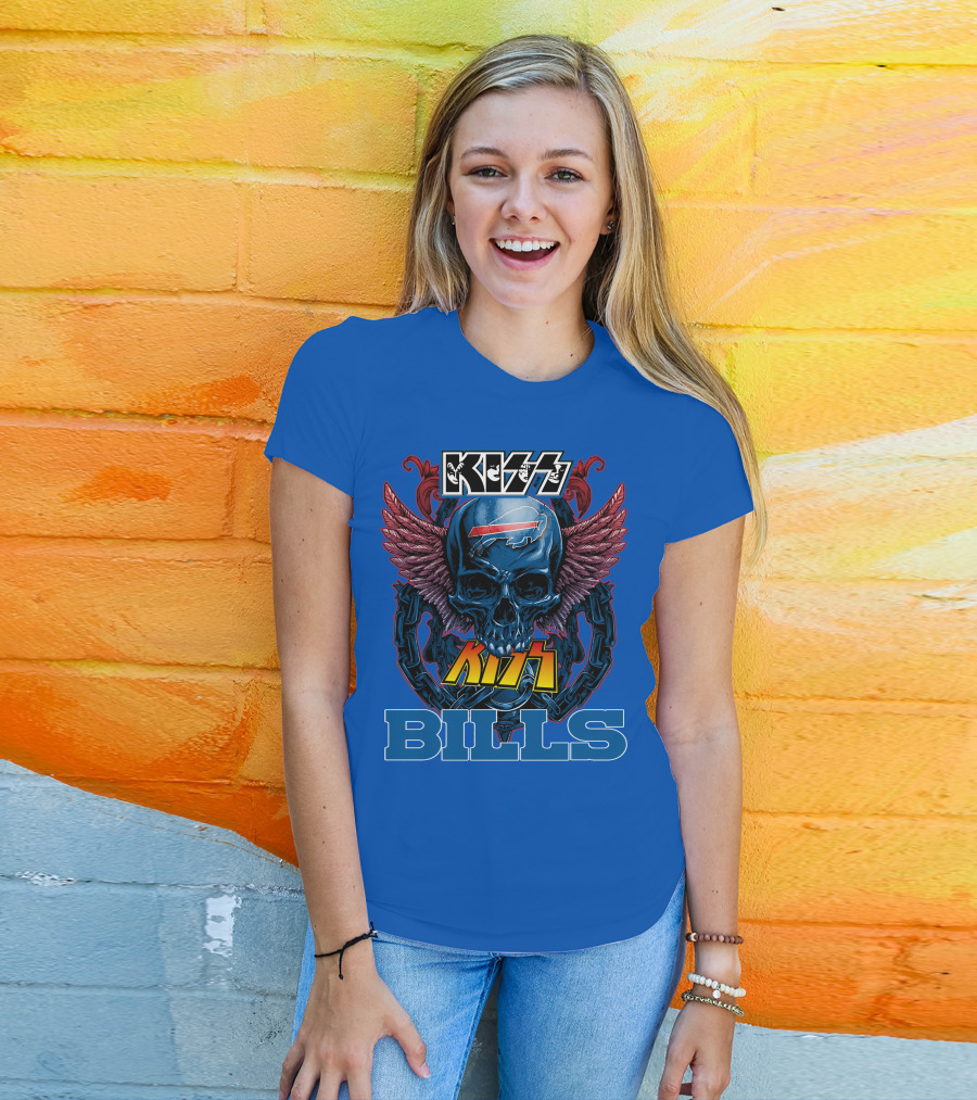 Kiss Bills Buffalo Bills Skull Winged T-Shirt