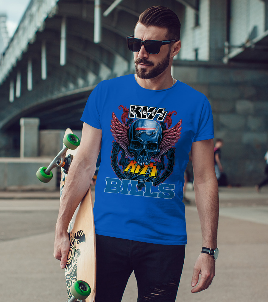 Kiss Bills Buffalo Bills Skull Winged T-Shirt