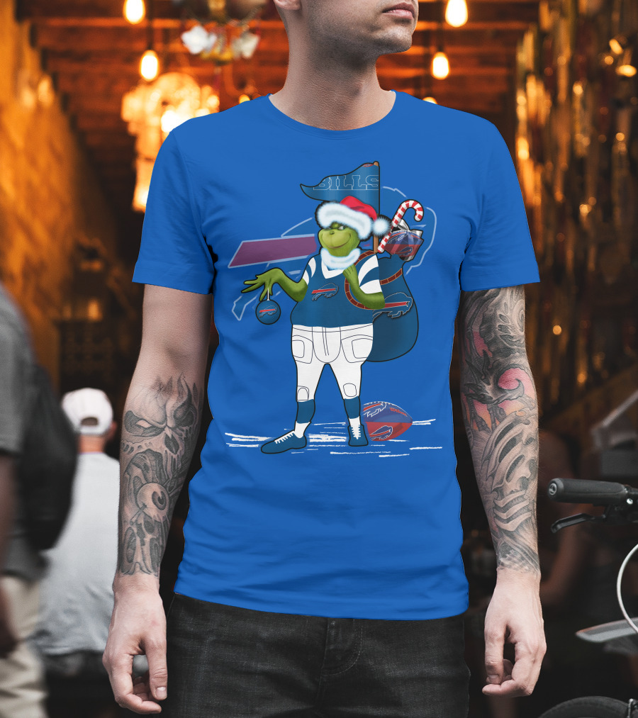 Grinchxmas Buffalo Bills Christmas Santa Football T-Shirt