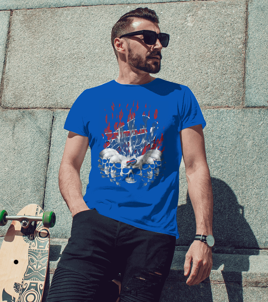 Buffalo Bills Skull Flames 43 Nfl Team T-Shirt