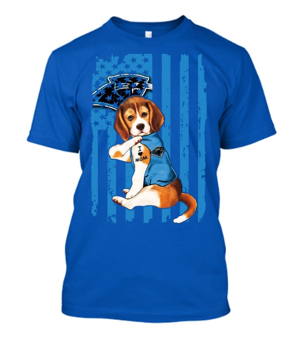 Beagle I Love Mom Carolina Panthers NFL Puppy Fan T-Shirt