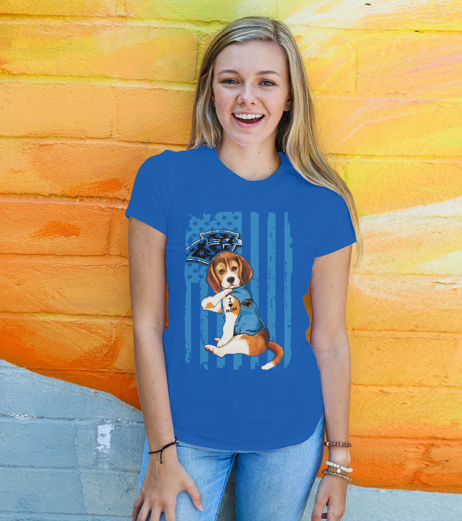 Beagle I Love Mom Carolina Panthers NFL Puppy Fan T-Shirt