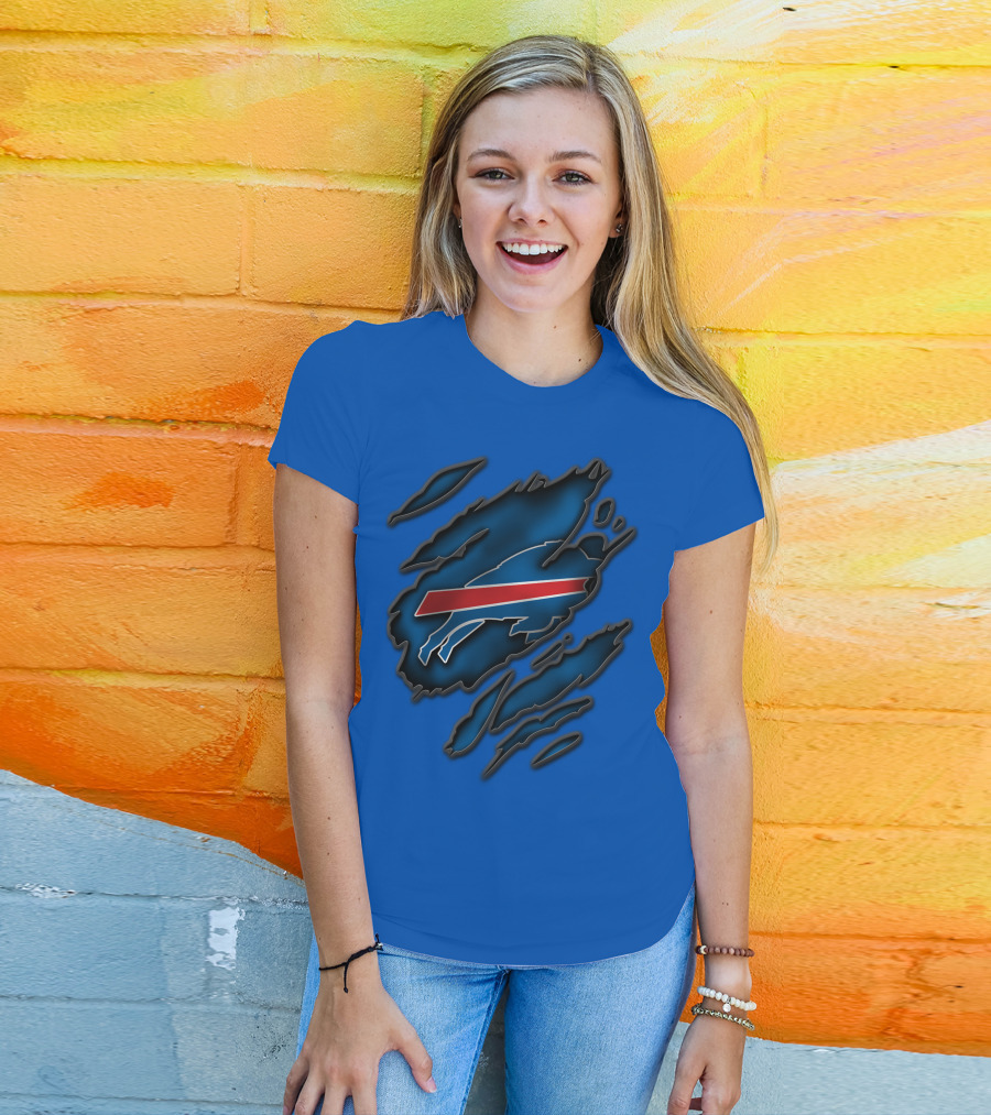 Torn Buffalo Bills Scratched T-Shirt
