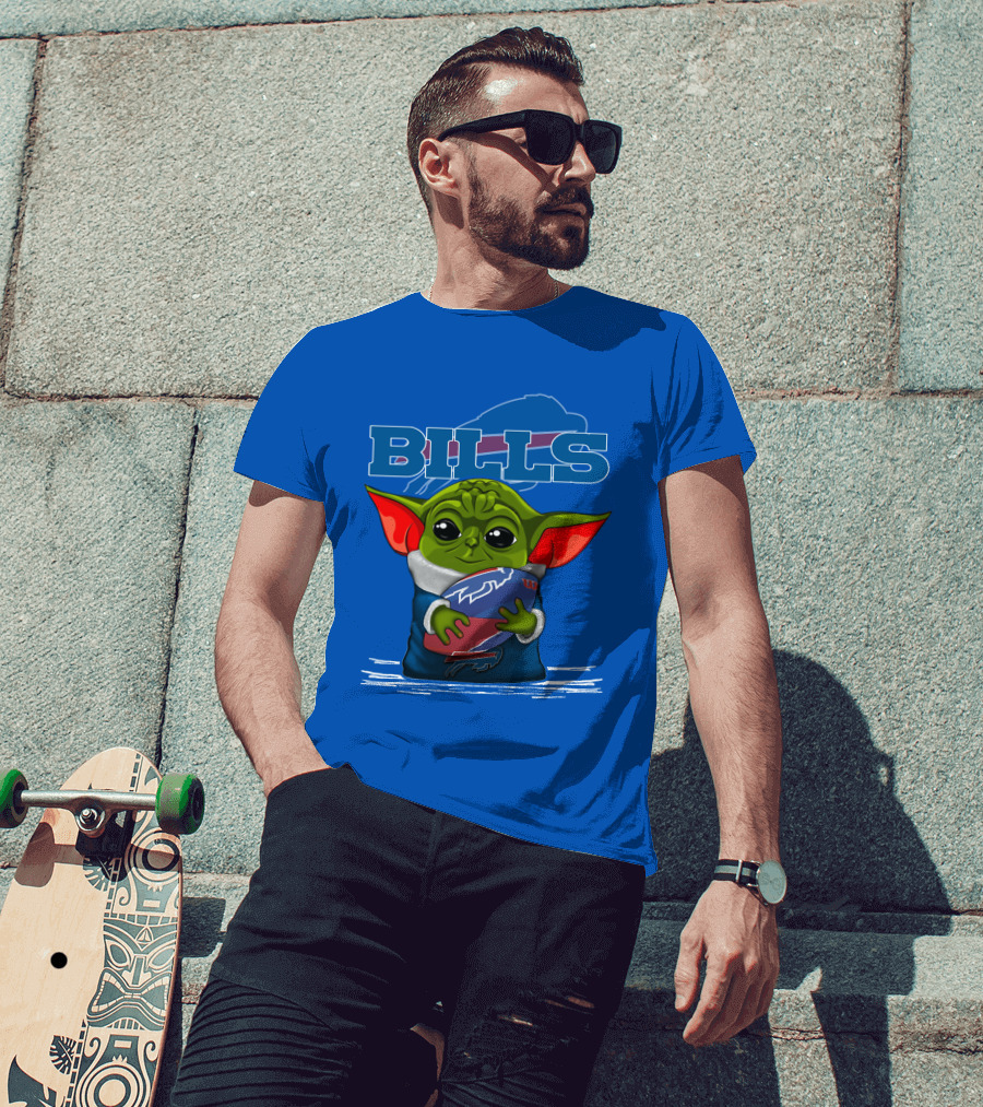 Yoda Buffalo Bills Fan Holding Football T-Shirt