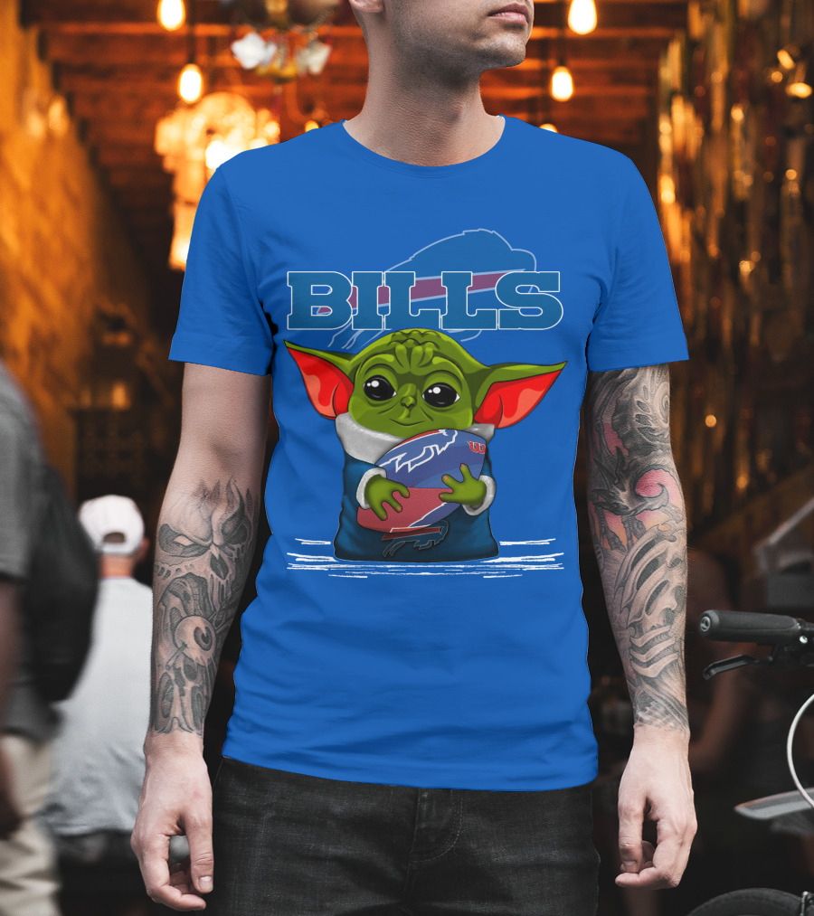 Yoda Buffalo Bills Fan Holding Football T-Shirt