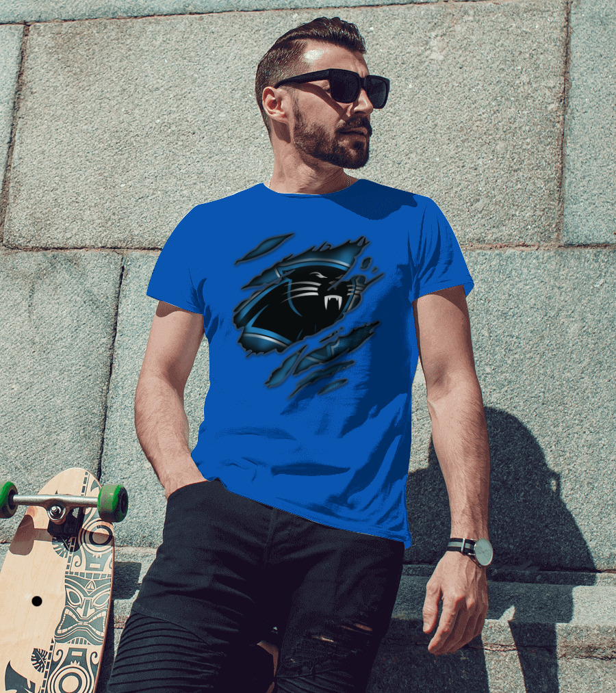 Carolina Panthers Logo Claw Marks Blue T-Shirt