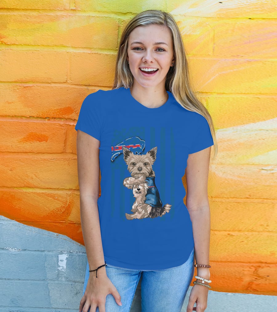 Yorkshire Terrier I Love Mom Buffalo Bills Fan T-Shirt