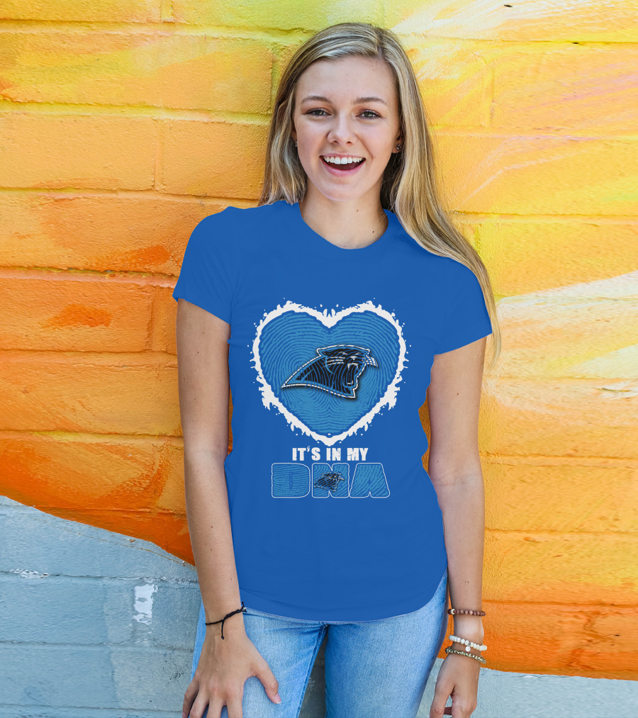 Carolina Panthers It's In My Dna Heart Fingerprint T-Shirt