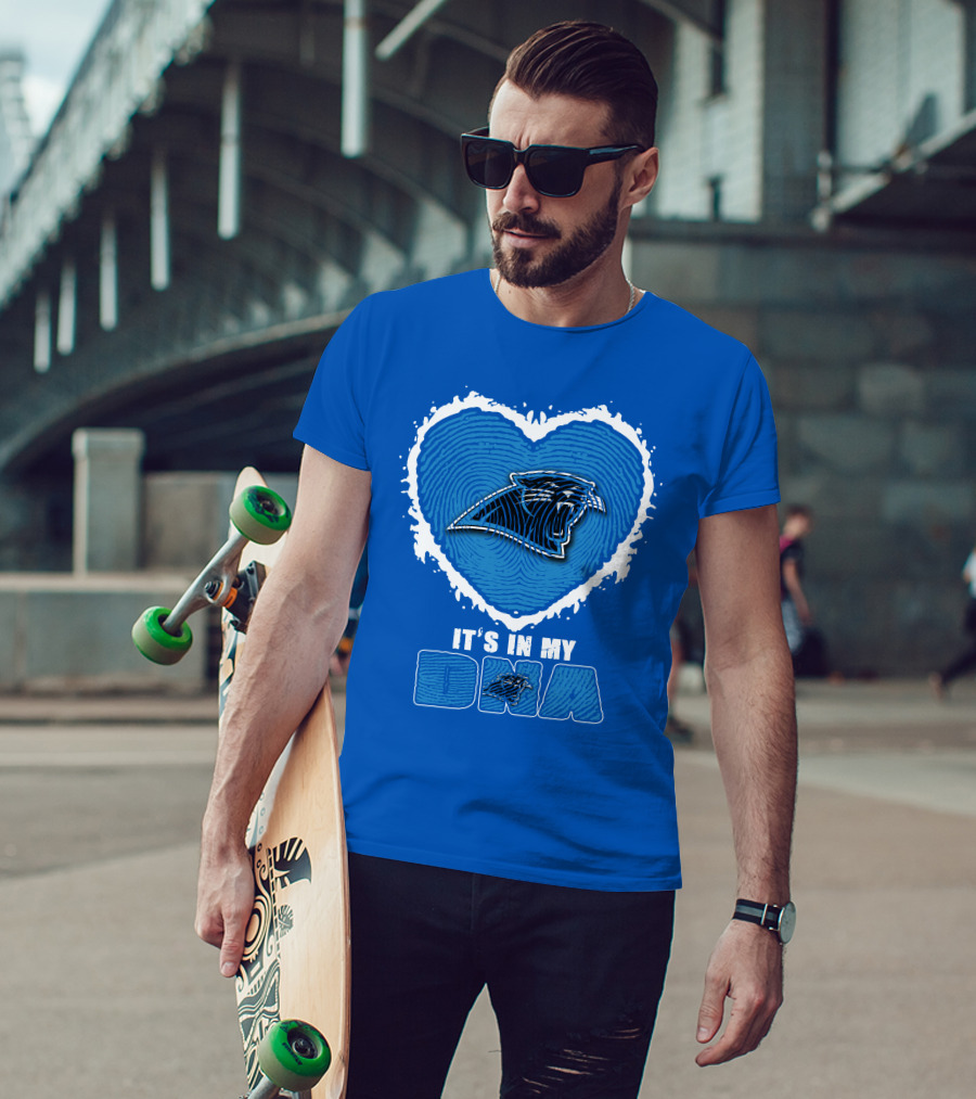 Carolina Panthers It's In My Dna Heart Fingerprint T-Shirt