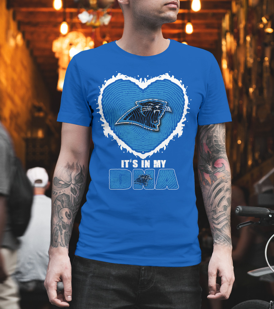 Carolina Panthers It's In My Dna Heart Fingerprint T-Shirt