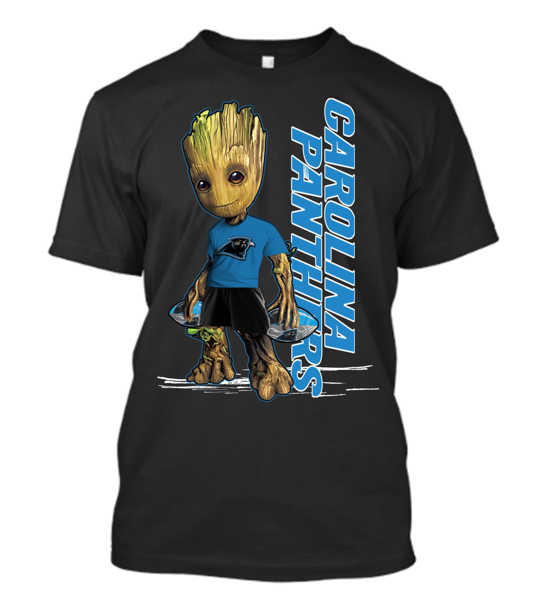 Groot Carolina Panthers Fan With Carolina Panthers Logo And Team T-Shirt