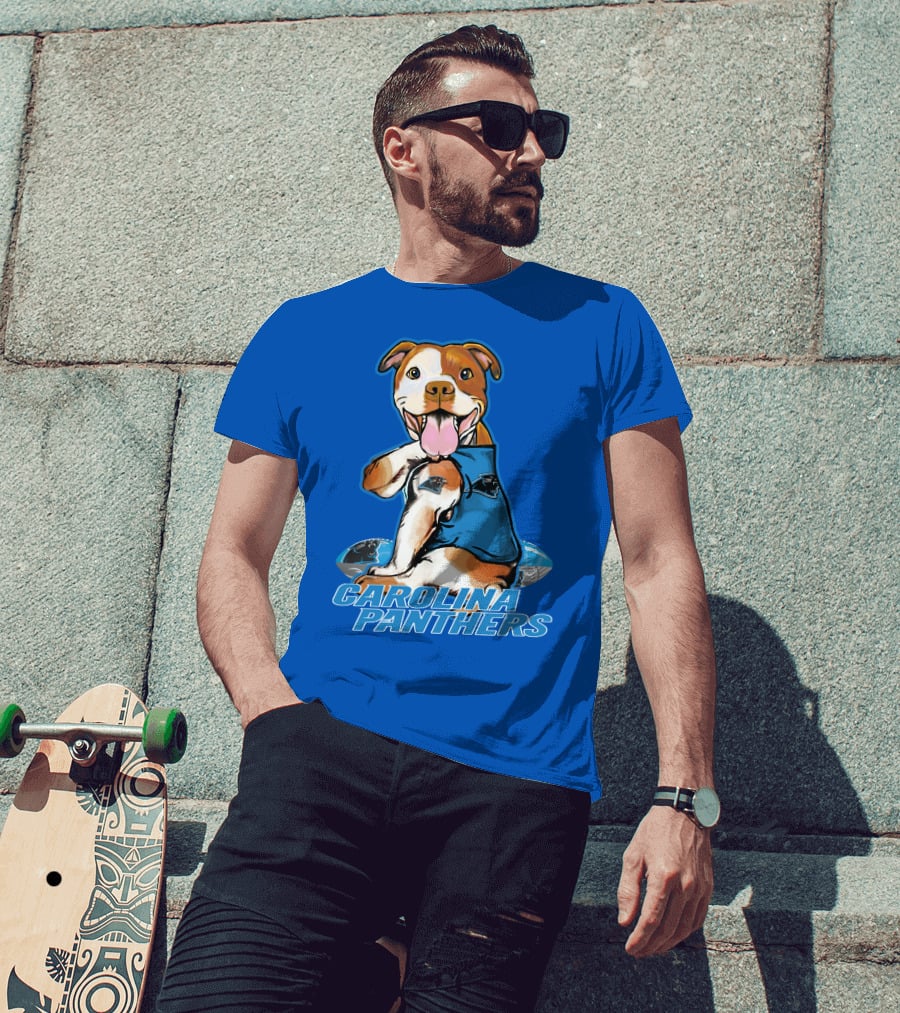 Carolina Panthers Pitbull Team Spirit With Football And Tattooed Jersey T-Shirt
