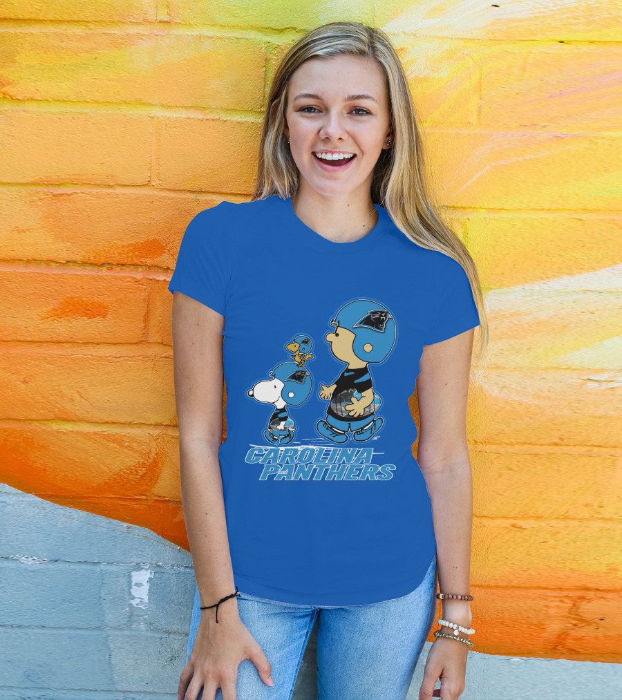 Snpfootball CAROLINA PANTHERS Peanuts Characters Blue Helmet T-Shirt