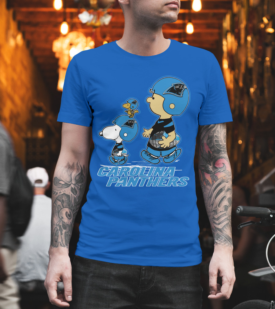 Snpfootball CAROLINA PANTHERS Peanuts Characters Blue Helmet T-Shirt