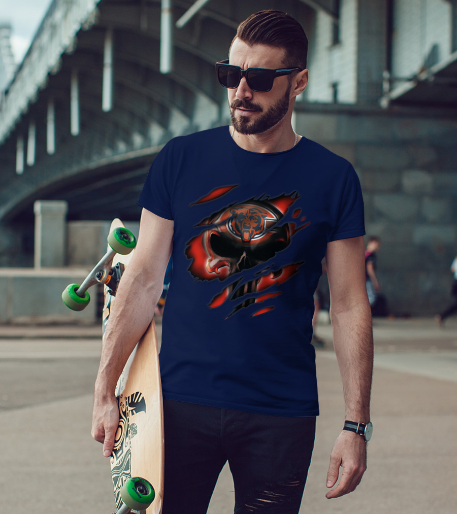 Chicago Bears 32 Skull Rips T-Shirt