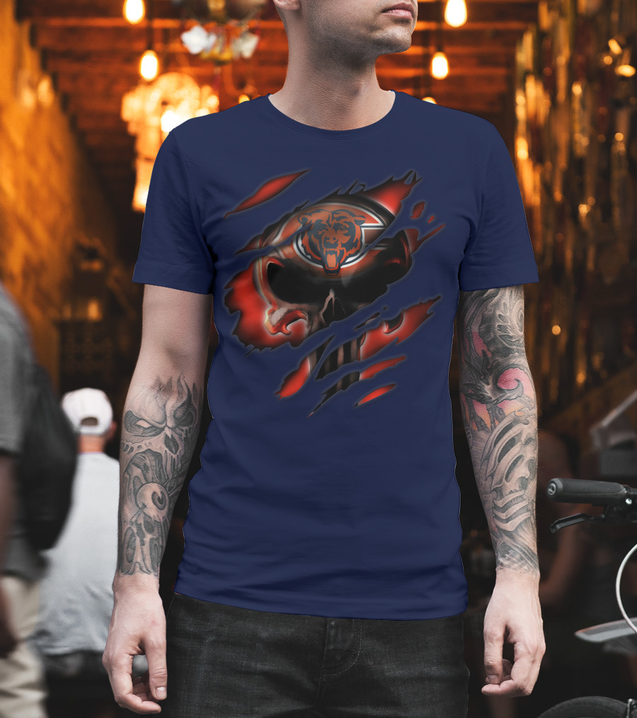 Chicago Bears 32 Skull Rips T-Shirt