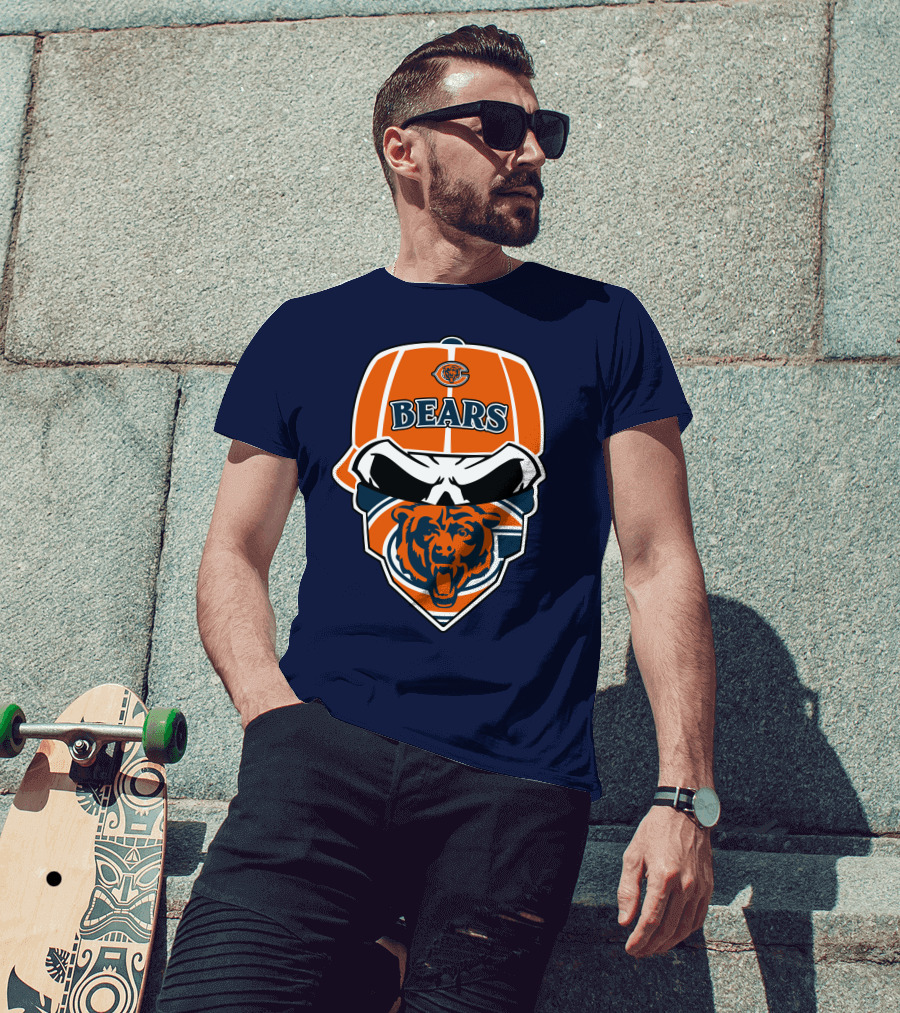 Chicago Bears 33 Skull Bandana Hat T-Shirt