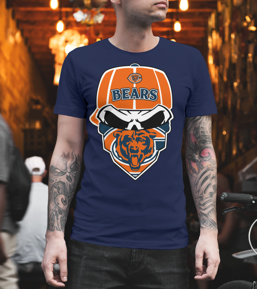 Chicago Bears 33 Skull Bandana Hat T-Shirt