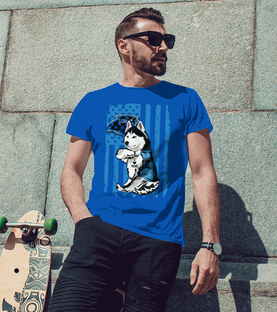 Siberian Husky Carolina Panthers I Love Mom Star T-Shirt