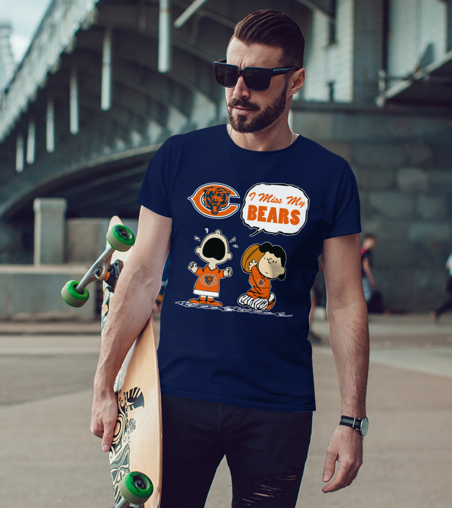 I Miss My Bears Chicago Bears Peanuts Characters T-Shirt