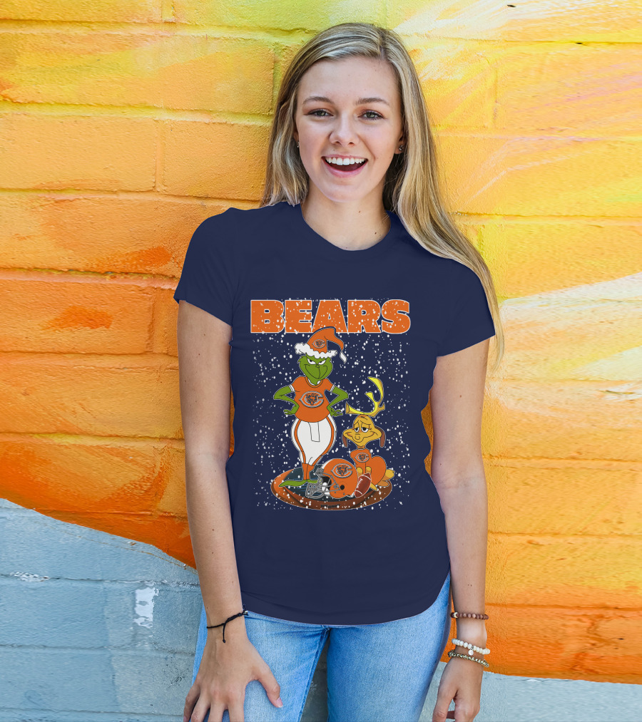 Grinchxmas BEARS Christmas Chicago Football Collaboration T-Shirt