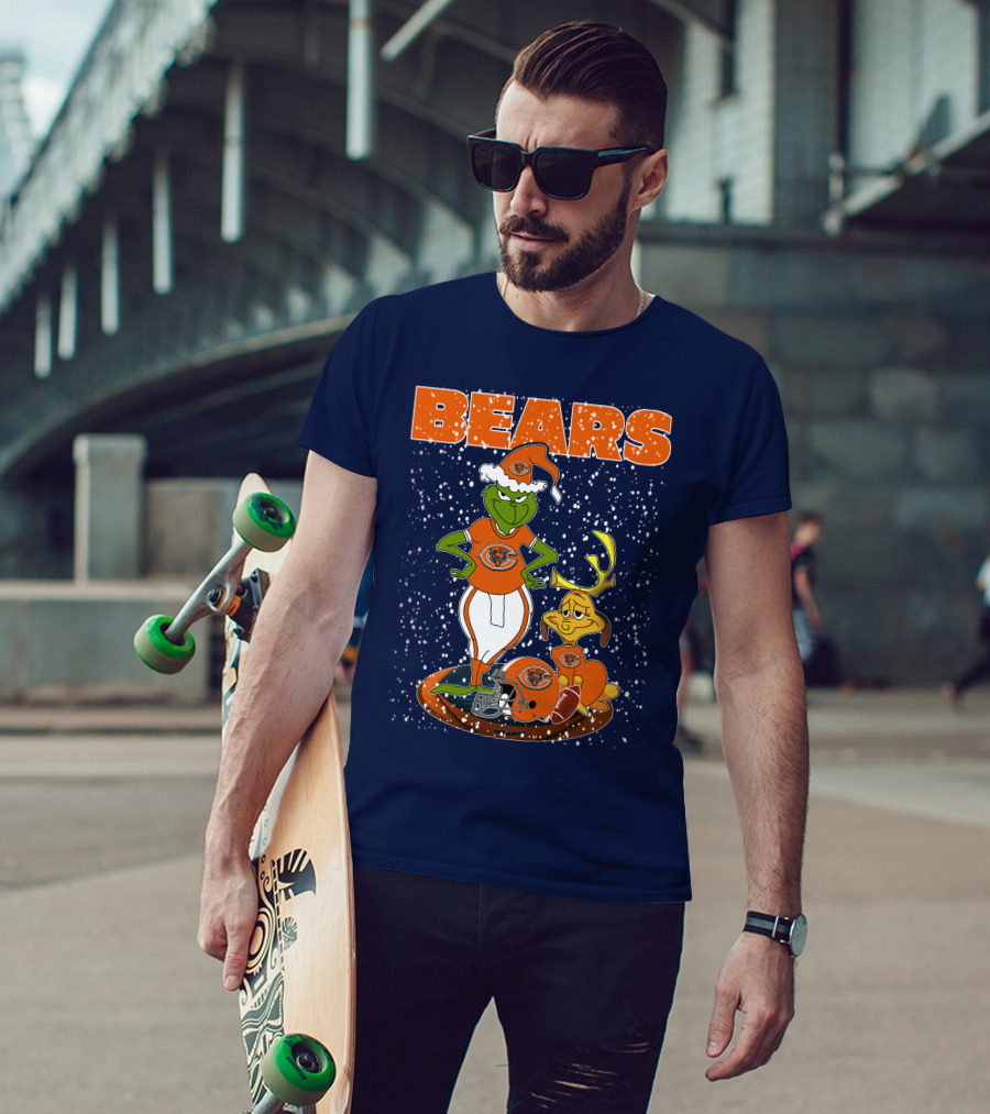 Grinchxmas BEARS Christmas Chicago Football Collaboration T-Shirt