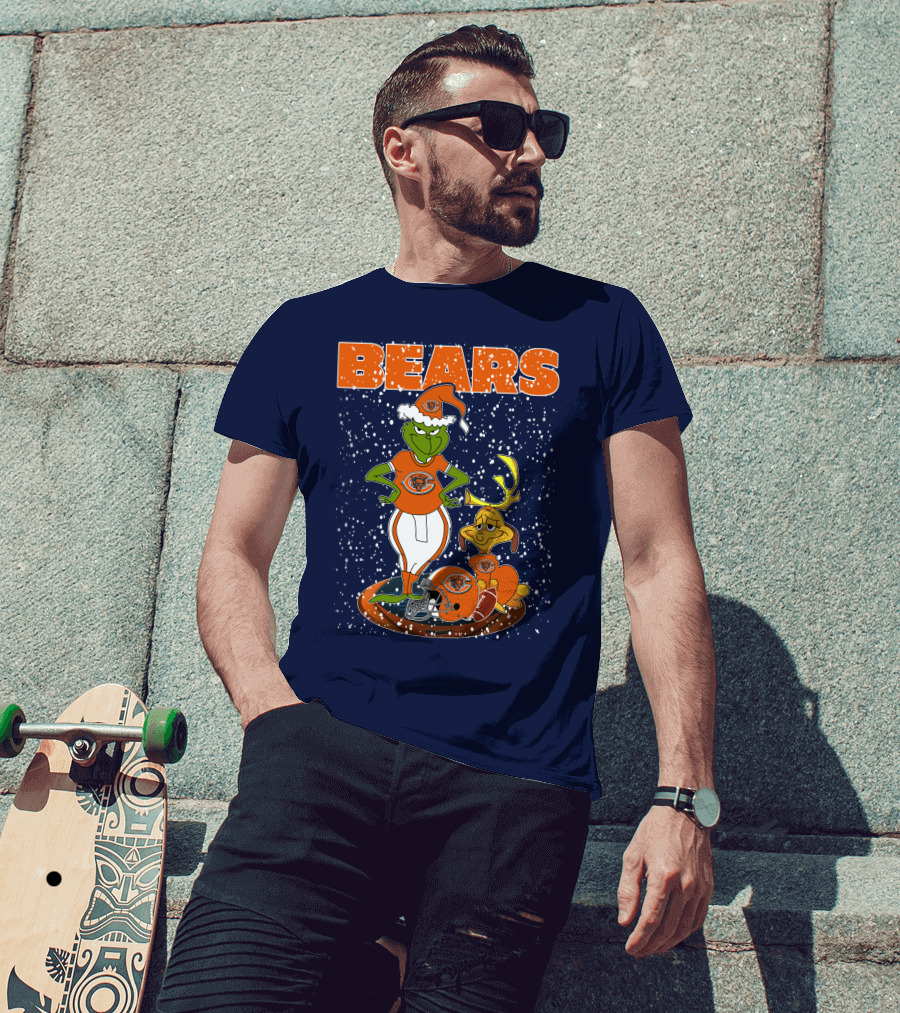 Grinchxmas BEARS Christmas Chicago Football Collaboration T-Shirt