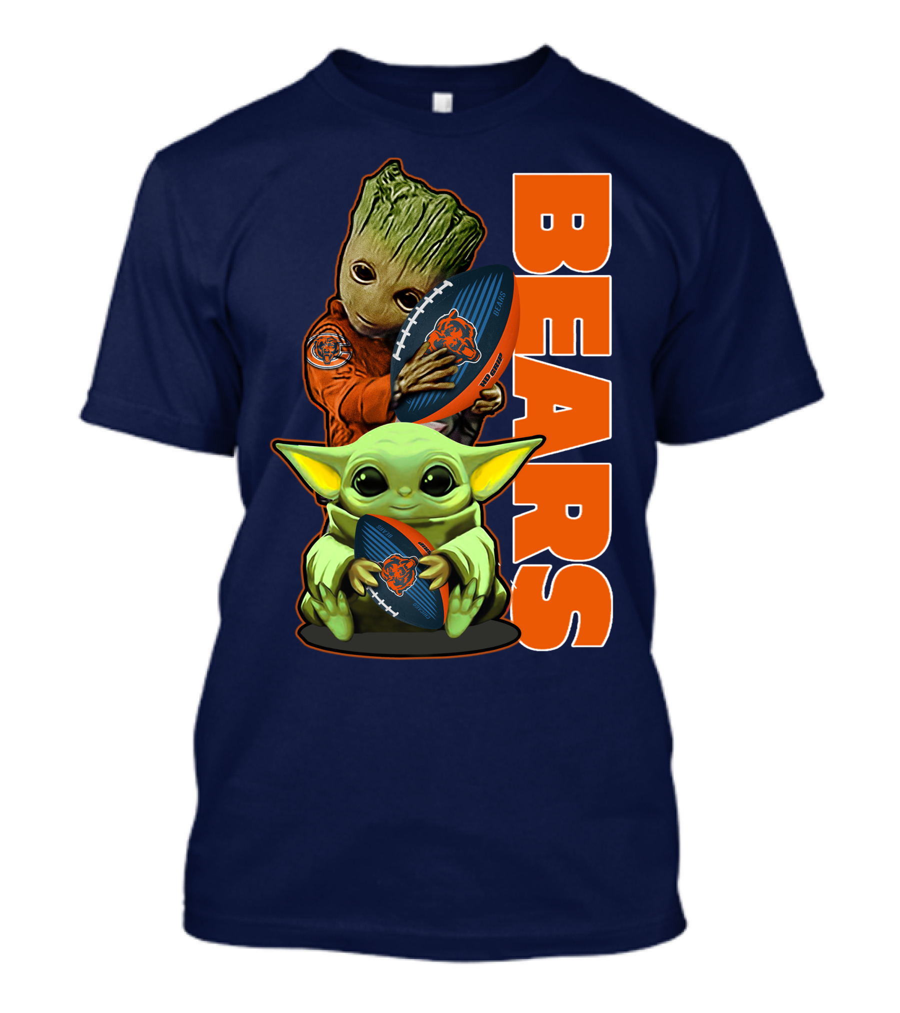 Grzd CHICAGO BEARS Baby Groot And Baby Yoda Football T-Shirt