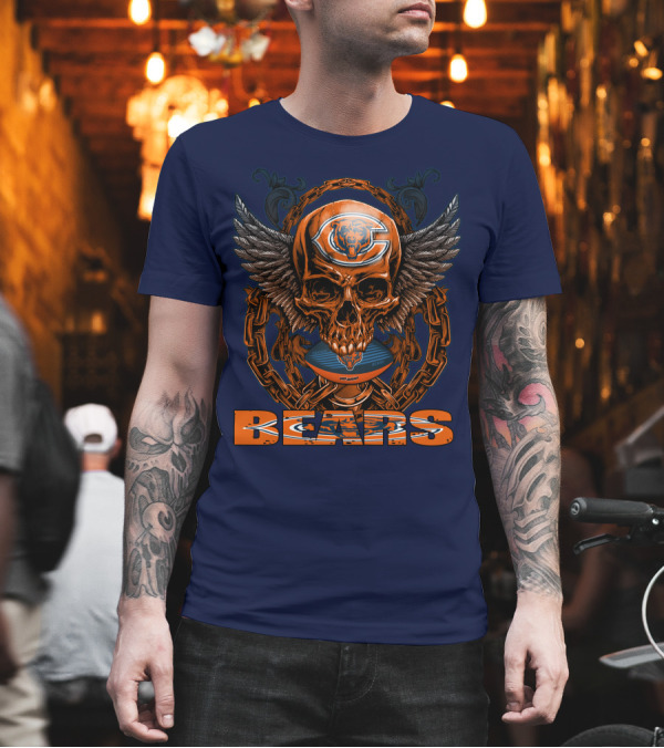 Chicago Bears Skull with Wings and Chains T-Shirt Chicago Bears Skull with Wings and Chains T-Shirt