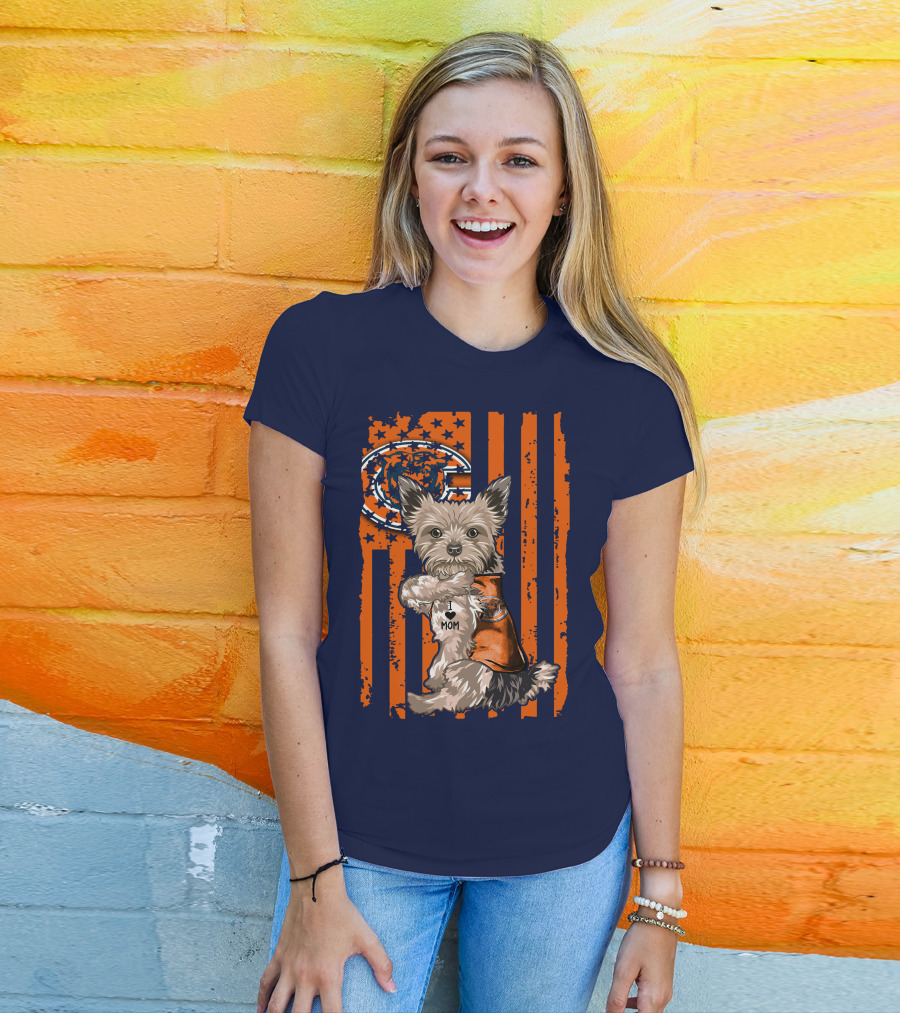 Yorkshire Terrier I Love Mom CHICAGO BEARS T-Shirt
