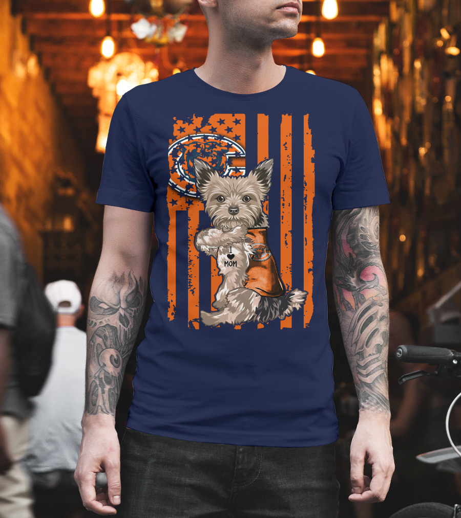 Yorkshire Terrier I Love Mom CHICAGO BEARS T-Shirt