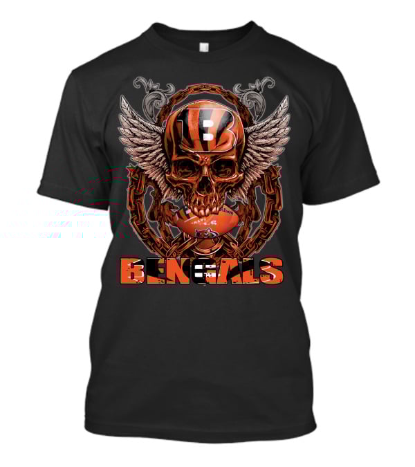 Cincinnati Bengals Winged Skull Football T-Shirt