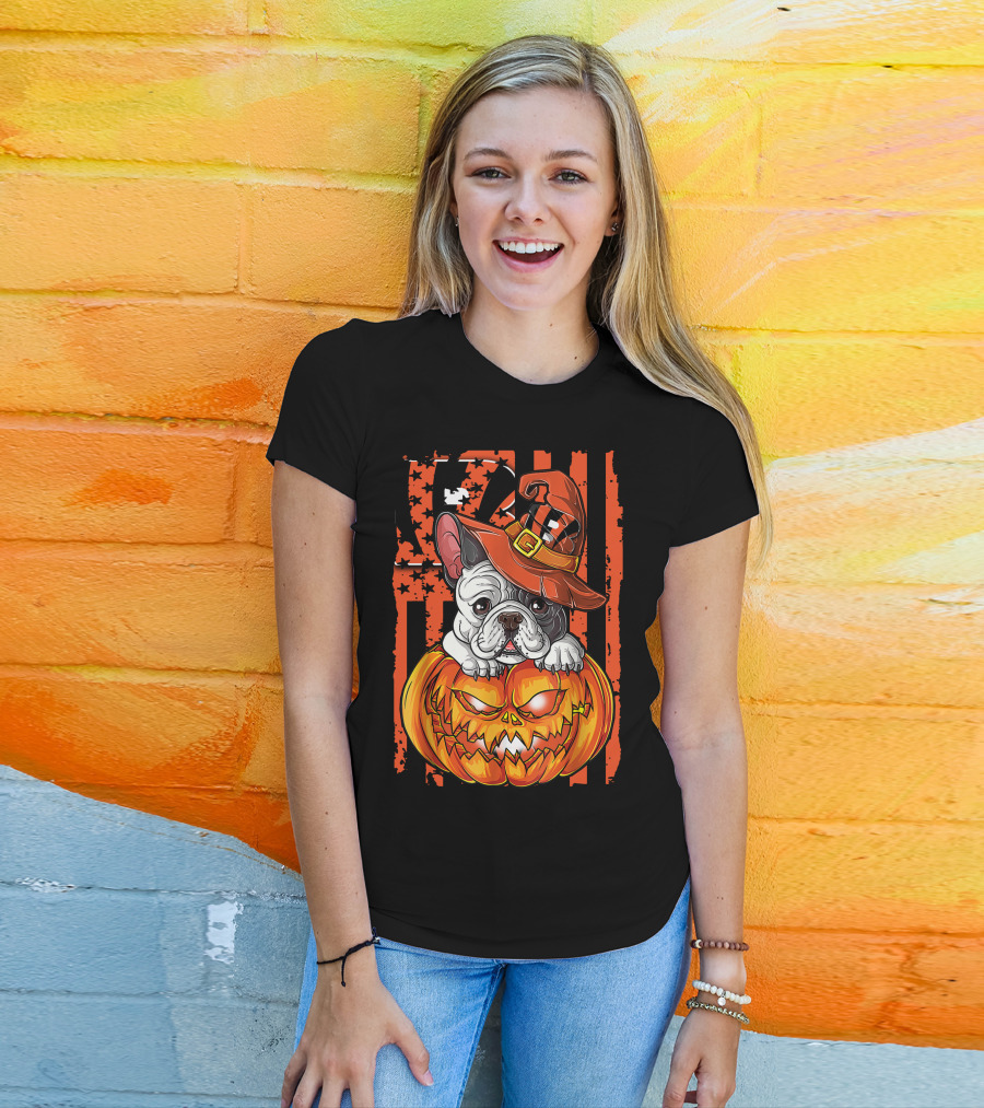Cincinnati Bengals Bulldog Halloween Pumpkin T-Shirt