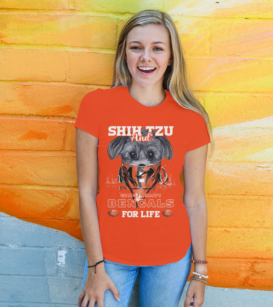 Shih Tzu And Cincinnati Bengals For Life T-Shirt
