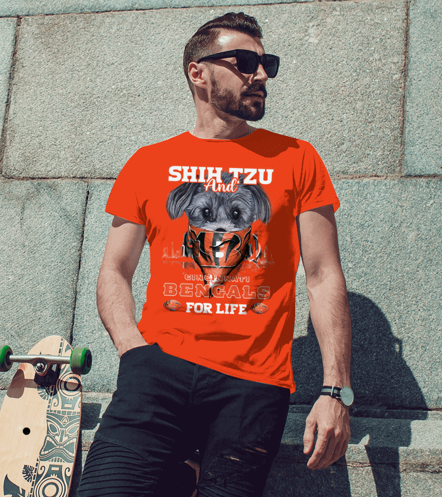 Shih Tzu And Cincinnati Bengals For Life T-Shirt