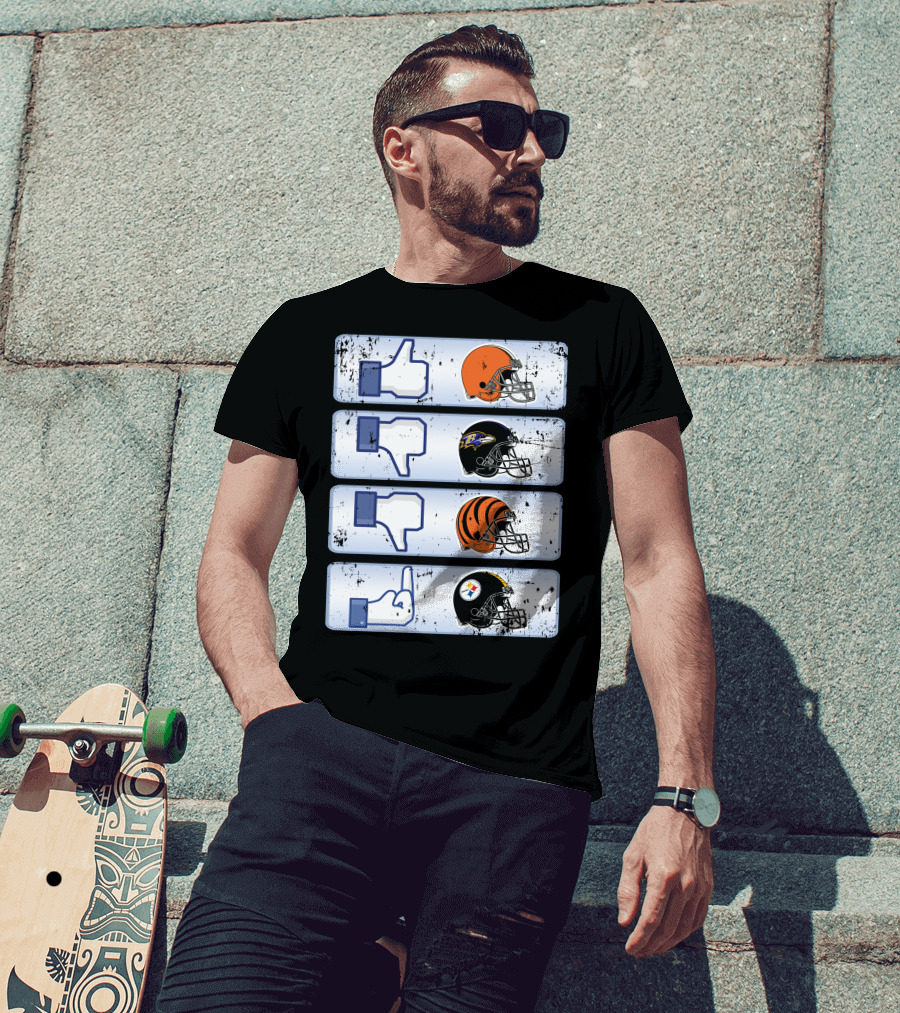 Cleveland Browns 69 Helmet Thumbs Up Like Steelers Bengals Ravens Logos T-Shirt