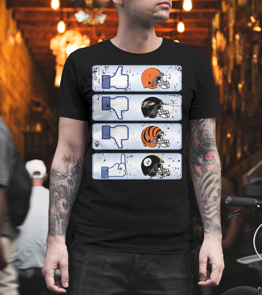 Cleveland Browns 69 Helmet Thumbs Up Like Steelers Bengals Ravens Logos T-Shirt