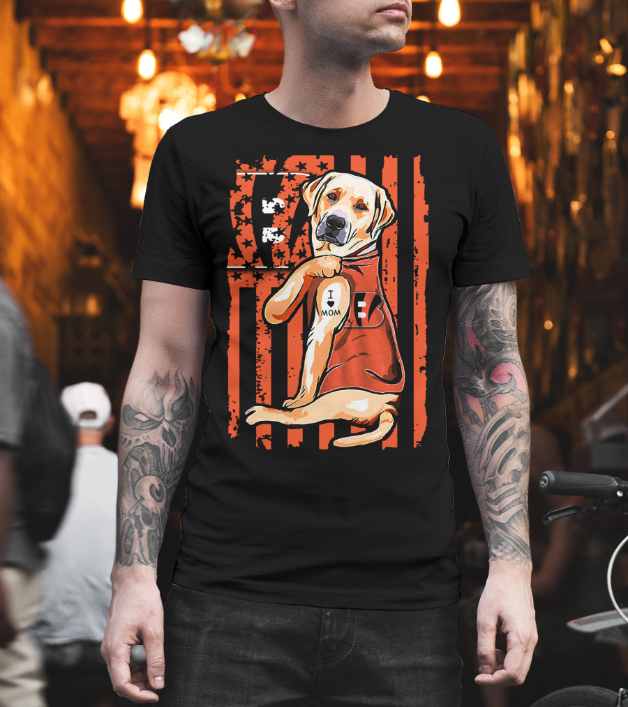Labrador Retriever I Love Mom Cincinnati Bengals T-Shirt