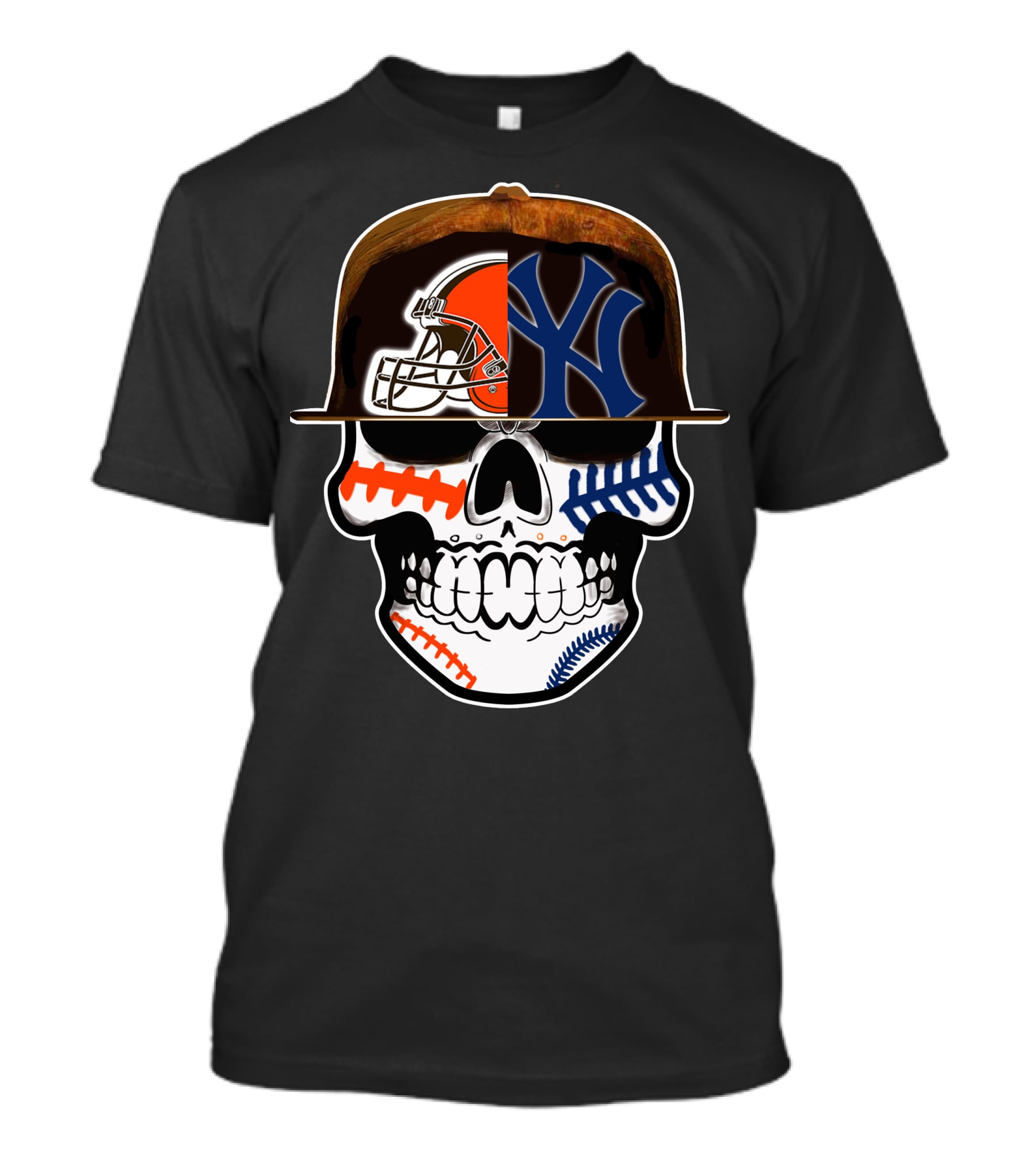 Cleveland Browns Yankees Skull Cap Fusion T-Shirt