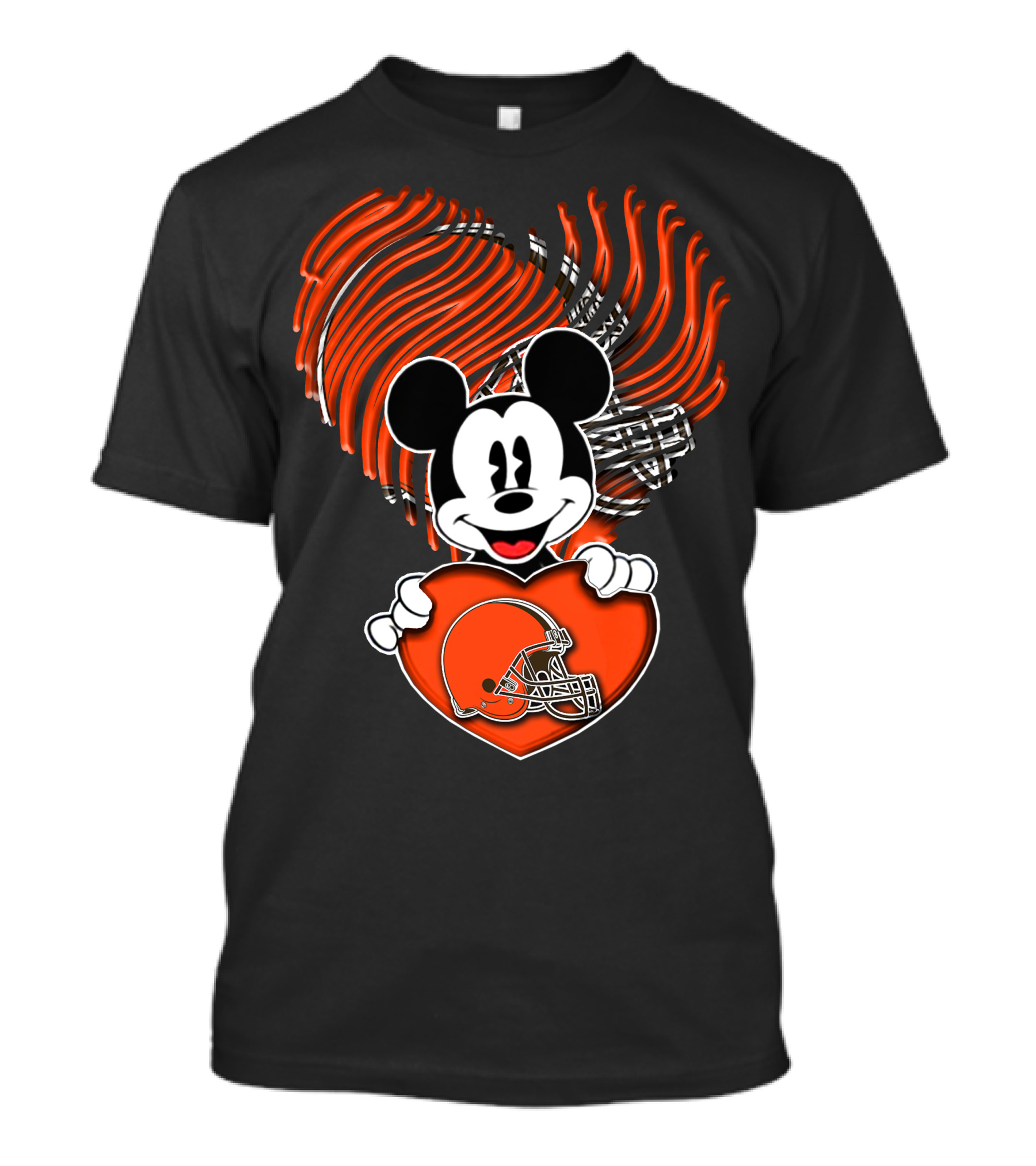Mick Holding Cleveland Browns Heart Fingerprint Background T-Shirt