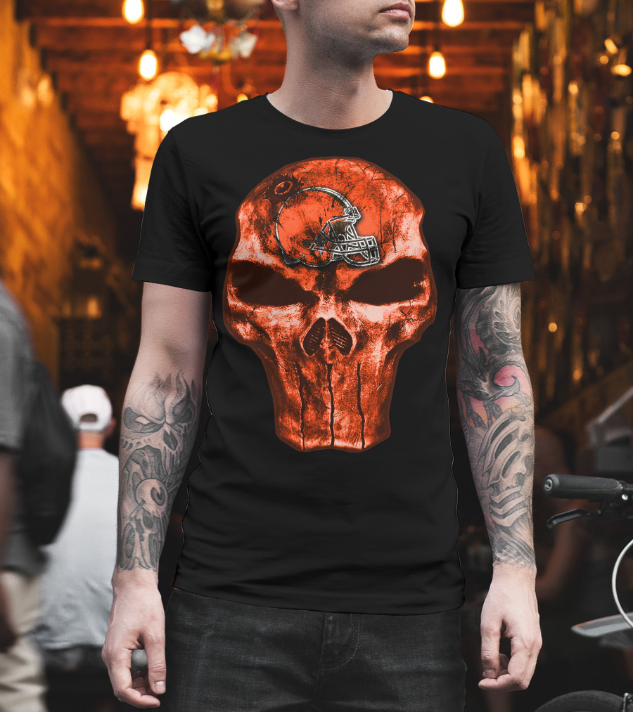 Cleveland Browns Skull Helmet T-Shirt