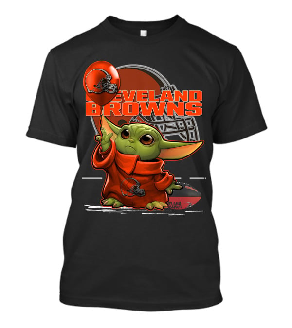 Yoda CLEVELAND BROWNS Football Helmet And Baby Yoda In Jersey T-Shirt